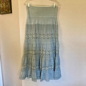 Cute Options Tiered Skirt Laced Light Blue Size M